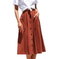 thumbnail image 1 of Women's Polka Dot Midi Skirts Casual High Elastic Waist A Line Pleated Midi Chiffon Skirts with Pockets, 1 of 4