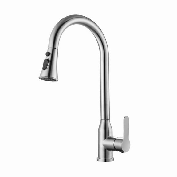 High Arc Single Handle Stainless Steel Brushed Nickle Kitchen Faucets with Pull Down Sprayer On-Site   RR