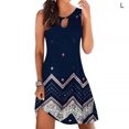 thumbnail image 1 of Robe Bohème Femme Vêtements de Plage Robe Mini Sans Manches, Robe Mini Bleu Marine, Rayé, L, 1 of 5
