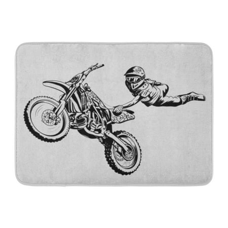 LADDKE Motocross Motorcycle Jump on Gray Bike Dirt Freestyle Chopper Cross Helmet Doormat Floor Rug Bath Mat 30x18 (Best Dirt Jump Tires)