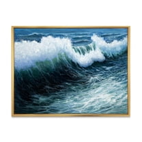 Designart 'The Ocean With Storm Waves' Nautical & Coastal Framed Canvas Wall Art Print