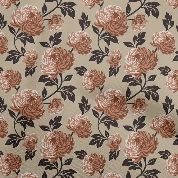 oneOone Viscose Jersey Brown Fabric Floral Sewing Fabric By The Yard Printed Diy Clothing Sewing Supplies 60 Inch Wide