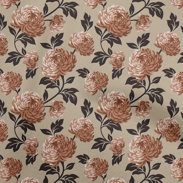 oneOone Velvet Brown Fabric Floral Sewing Craft Projects Fabric Prints By Yard 58 Inch Wide