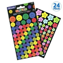BAZIC Glitter Reward Sticker 3456-Counts, Smile Face Stars Stickers for Gifting