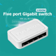 thumbnail image 2 of Mini conmutador de red Gigabit de 1000 Mbps con 5 puertos Ethernet y enchufe estadounidense, 2 of 5
