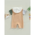 thumbnail image 4 of Cenuakty Infant Baby Summer Hood Romper, Contrast Color Short Sleeve Jumpsuit with Kangaroo Pocket for Boys Girls, 4 of 8