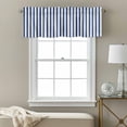 thumbnail image 4 of Rod Pocket Window Valances Blue White Vertical Stripes Short Kitchen Curtains Classic Geometric Art Window Treatment Drapes for Bedroom Bathroom Living Room 42x12In,1 Panel, 4 of 9