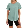 thumbnail image 6 of Quick-Dry Athletic T-Shirt for Women - Lightweight Short Sleeve Crew Neck Top, Moisture-Wicking Workout & Running Shirt Mint Green S, 6 of 7