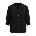 thumbnail image 6 of Kaemgyyd Button Down Shirts for Women Trendy 3/4 Length Sleeve Business Casual Blouses Loose Fit V Neck Summer Tops, 6 of 6