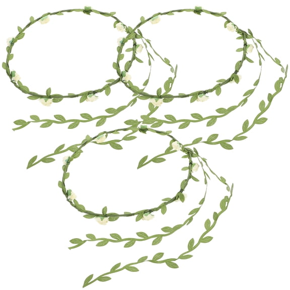 WRITWAA 3-Piece Beige Floral Headband Set for Weddings, Photoshoots, Special Events, Parties, and Everyday Wear