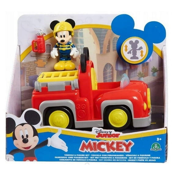 Disney Junior Mickey Mouse Firefighter Figure with Fire Truck Vehicle Set