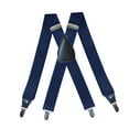 thumbnail image 3 of Men's Suspenders 4 Clips Elastic Straps 1.38 Inch Wide Solid Color Adjustable Heavy Duty Pants Adult Suspenders for Men Dark Blue, 3 of 7