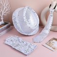 thumbnail image 4 of 1 Set Jazz Dance Hat Stage Performance Jazz Gloves Necktie Decorative Sequins Hat Party Supplies, 4 of 4