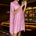 thumbnail image 7 of 2025 Women's Sparkly Cloak Sleeve Mini Sequin Cape Dress Cloak Long Sleeve Shiny Gold Cocktail Party Short Dress, 7 of 7