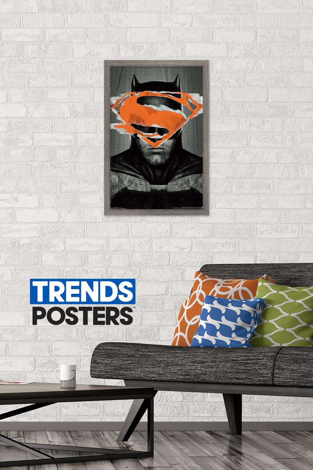DC Comics Movie - Batman v Superman - Batman Teaser Wall Poster, 14.725" x 22.375", Framed