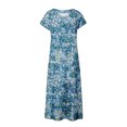thumbnail image 4 of Vestido largo de playa para mujer con estampado de verano bohemio de manga corta con volantes Pompotops ghjkhdj10854, 4 of 8