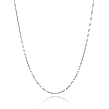 Ariana Lucci 14K White Gold Filled Thin Italian Curb Chain Necklace, Non Tarnish 1mm Cuban Link Chain, Great for Pendants and Charms, Genuine 1/20 14K Gold Filled Made in Italy, 22"