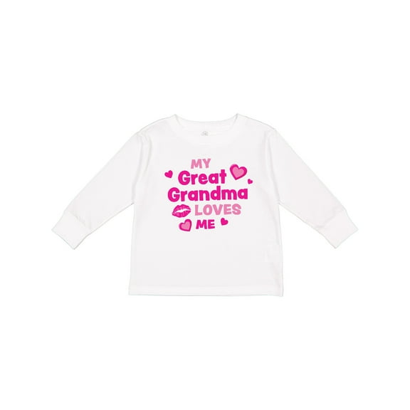 Inktastic Valentine's Day My Great Grandma Loves Me Hearts and Lips Boys or Girls Long Sleeve Toddler T-Shirt
