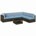 thumbnail image 3 of Outdoor Patio Conversation Sets, 7 Pcs Sectional Sofa Set, Rattan Wicker Patio Furniture Sets for Yard Deck Balcony, Free Combination Cushioned Sofa Set W/ Table for Outside, Navy Blue, 3 of 8