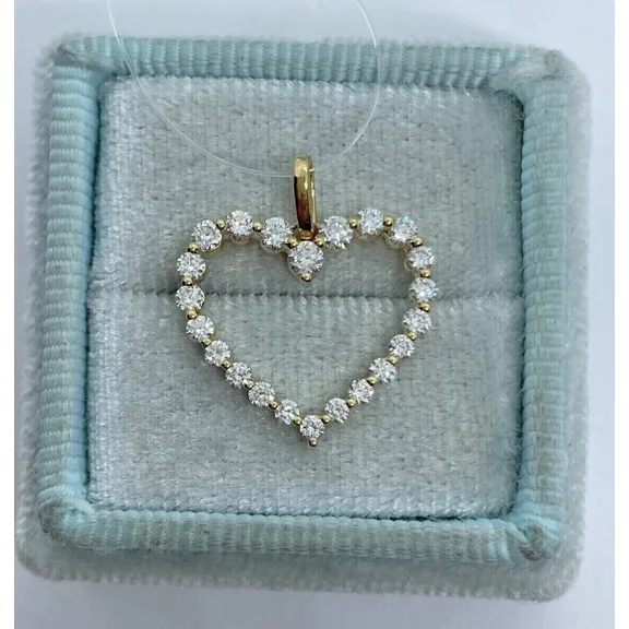 2Ct Round Cut Lab-Created Diamond Women's Heart Pendant 14K Yellow Gold Plated