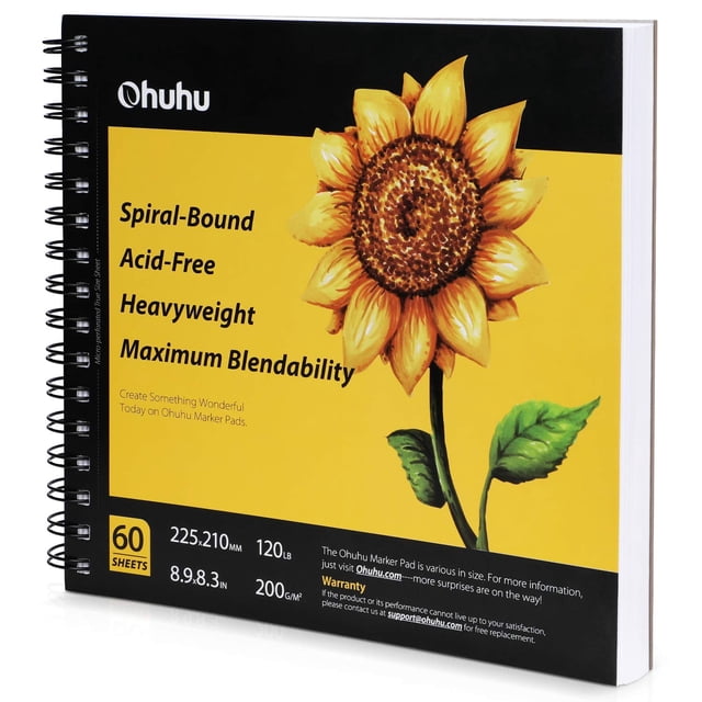 Rotulador Ohuhu Art, cuaderno de bocetos, 21 x 21 cm, 200 g/m², 120 hojas