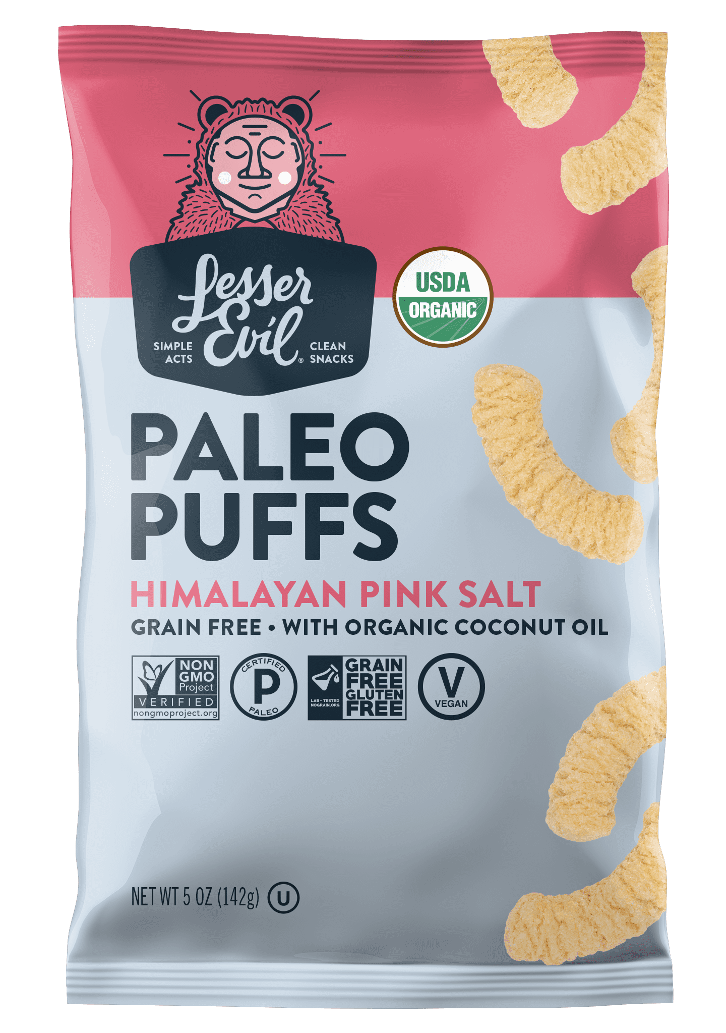 LesserEvil Organic Paleo Puffs, Himalayan Pink Salt, 5 oz