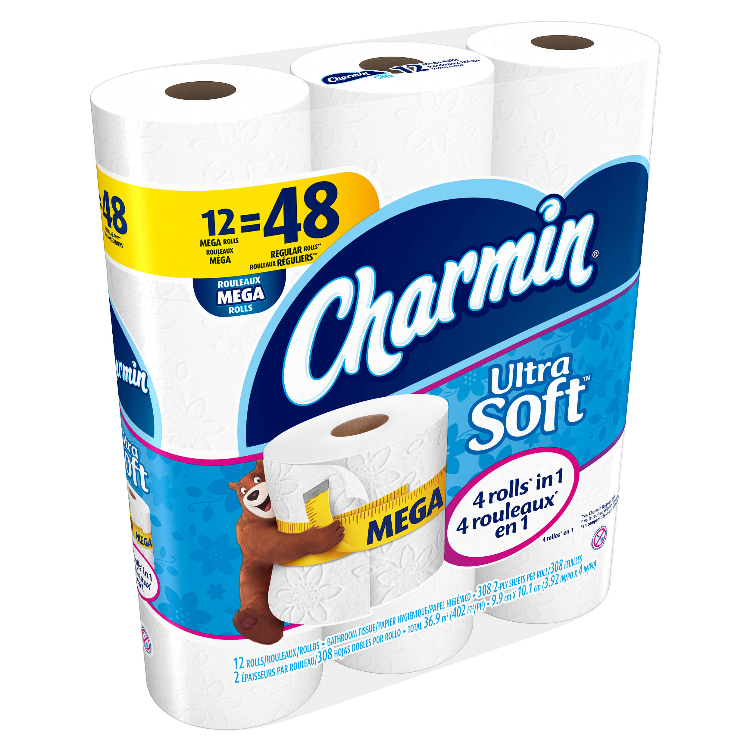 Charmin Ultra Soft Toilet Paper 12 Mega Rolls (Pack of 1) - image 4 of 6