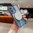 thumbnail image 3 of Magnetic Case for iPhone 15 Pro Max, Glitter Bling Clear Cover with Diamond & Gradient Glitter Paper Slim Fit Rugged Compatible with Magsafe Rugged Shockprofo Phone Case for Girls Women,Blue, 3 of 7