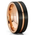 thumbnail image 1 of Mens Tungsten Carbide Ring RoseTone Black Grooved Wedding Band  Comfort-fit 8MM, 1 of 3