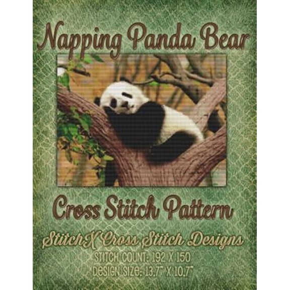 Pre-Owned Napping Panda Bear Cross Stitch Pattern