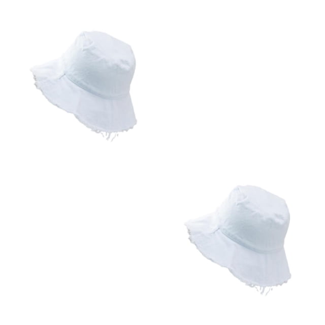 kurtrusly Bucket Hat Fashionable Sun Protection For Outdoor Activities Casual Comfort white 2Set