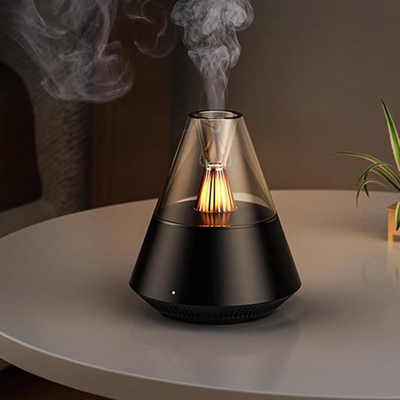 Black Essential Oils Aroma Diffuser,Portable Humidifier with Cool Mist and Warm Light Effect,Remote Control,150 ml Capacity,for Bedroom, Office, Living Room, Yoga