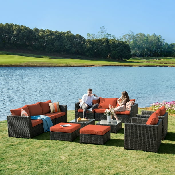 ovios Patio Furniture Set, Big Size Outdoor Furniture Sets,PE Rattan