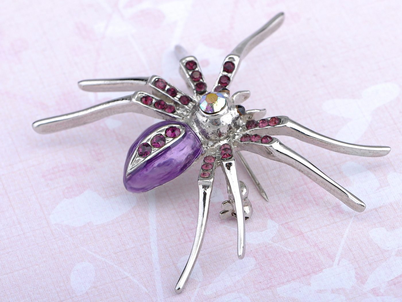 purple spider rhinestone spider pins faux pearl spider pin Large purple and blue rhinestone spider pin spider jewelry Halloween spider