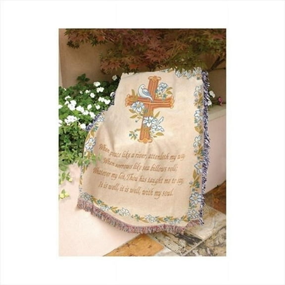 Manual Woodworkers and Weavers  It Is Well With Tapestry Throw Blanket Fashionable Jacquard Woven 50 X 60 in.