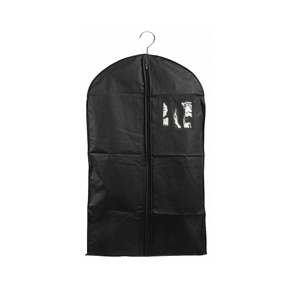 48'' Breathable Black (Window & Shoe Pocket) PP Non Woven Garment Bag - 1 Count  - Basic LTD