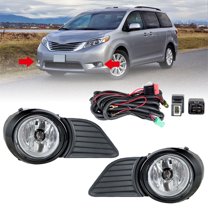 LABLT 2Pcs Fog Lights Assembly Replacement for 2011-2017 Toyota Sienna Clear Lens with Bulbs   Bezels   Harness Switch Kit Left Right Side (Driver & Passenger Side)