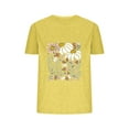 thumbnail image 1 of Blusas de Verano de las Mujeres Flor Impresa Cuello Redondo Manga Corta Superior, Verano Superior de las Mujeres, 1 of 4