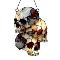 Vintage Stained Glass Skull Pendant Light, Gothic Hanging Lamp for Bar, Cafe, Bedroom, Halloween, Unique Home Decor Lighting Fixture