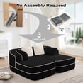 thumbnail image 5 of 77.2" Teddy Fabric No Assembly 32D High Density sponge Boneless Sofa,Fluffy Comfy Couch with double Chaises,Sleeper sofa,Contrast color design,Symmetrical aesthetics,for Living Room,Black No.2321, 5 of 8