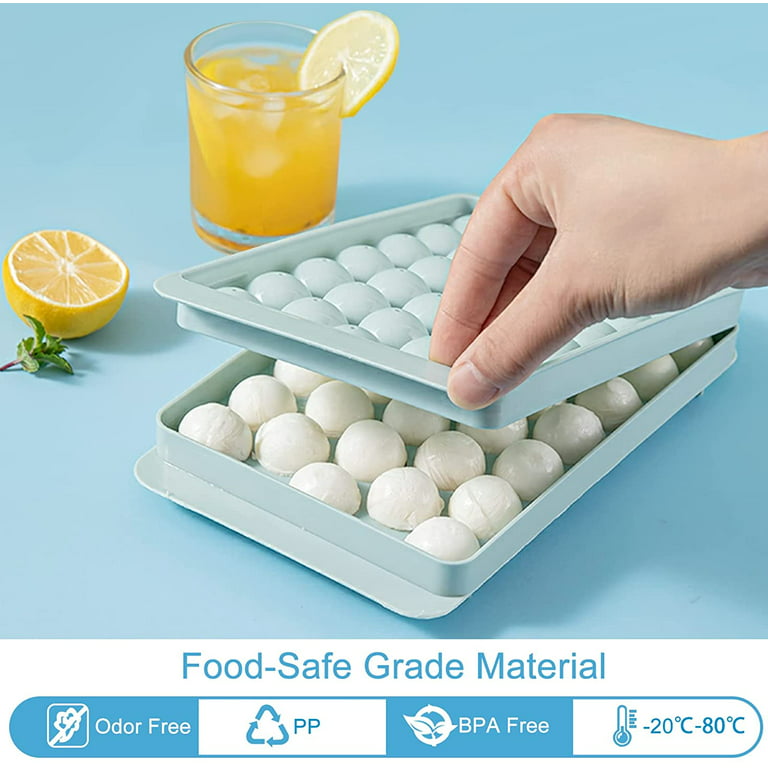 Round Ice Cube Tray with Lid & Bin Ice Ball Maker Mold for Freezer with  Container Mini Circle Ice Cube Tray Making 66PCS Sphere Ice Chilling  Cocktail Whiskey Te…