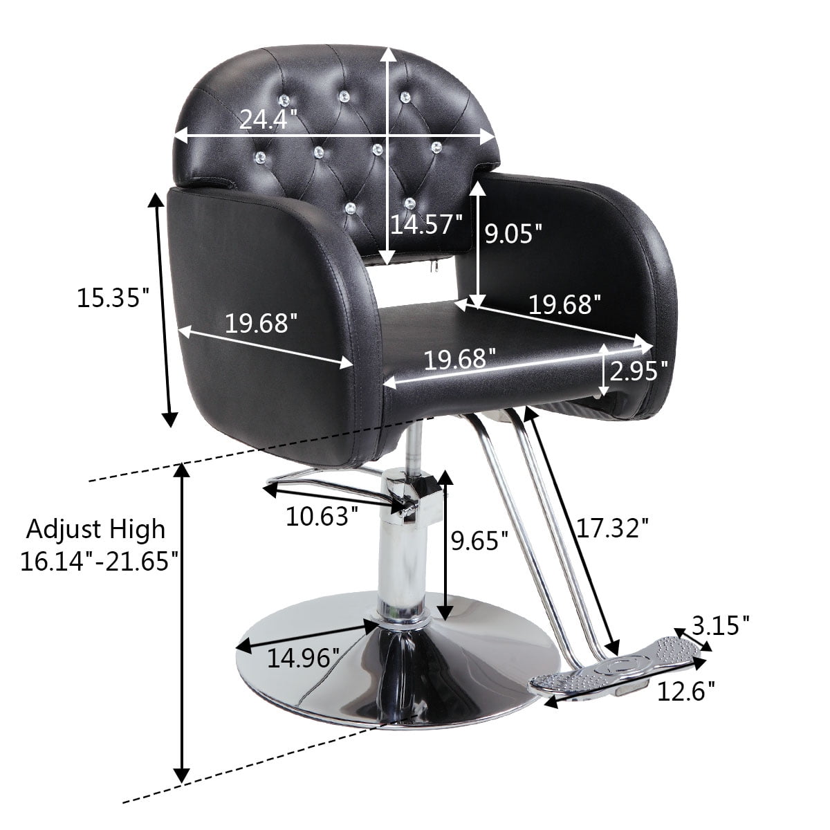 Lowestbest Heavy Duty Hydraulic Pump Barber Chair, Height Adjustable Barbering Chair with Diamond, Black Lowestbest Heavy Duty Hydraulic Pump Barber Chair, Height Adjustable Barbering Chair with Diamond, Black