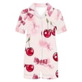 thumbnail image 4 of Women Valentines Day Pajamas Set Short Sleeve Button Shirt and Shorts Matching Sets 2 Piece Loungewear Womens Pajama Sets Sale, 4 of 6
