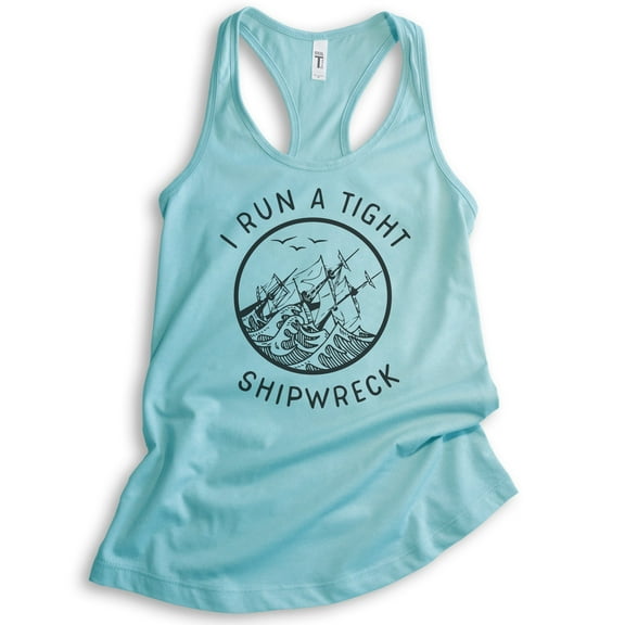 I Run A Tight Shipwreck Tank Top, Ladies Racerback Tank Top, Funny Mom Tank, Mothers Day Tank Cute Mom Tank, Cancun, Large