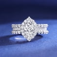 thumbnail image 2 of SFTING 3Ct Oval Cut Wedding Engagement Ring Floral Halo for Women 5A CZ Sterling Silver Size 9, 2 of 5