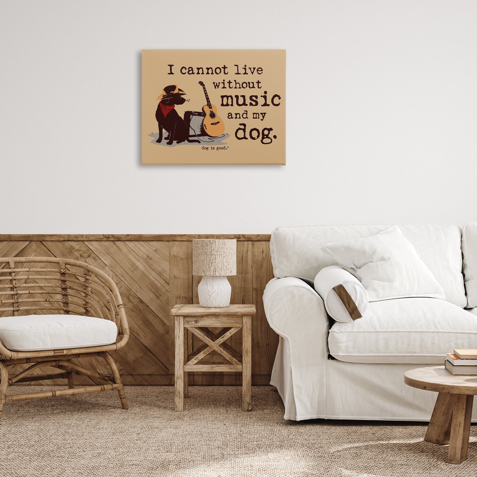 Stupell Industries Music & My Dog Animals Painting Wrapped Canvas Art Print Wall Art, 30 x 24