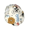 thumbnail image 2 of Disketp Hand Drawn Animals Shower Caps,Reusable Shower Cap For Women, Double Layer Waterproof Hair Cap, Large Size For All Hair Lengths,For Girls Spa Home Salon Use, 2 of 9