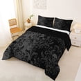 thumbnail image 2 of jejeloiu Moody Skull King Size Comforter Sets,Shadow Damask Comforters King Size For Adults,Grey Black,Black Reversible,3 Pieces,1 Comforter and 2 Pillowcases, 2 of 7