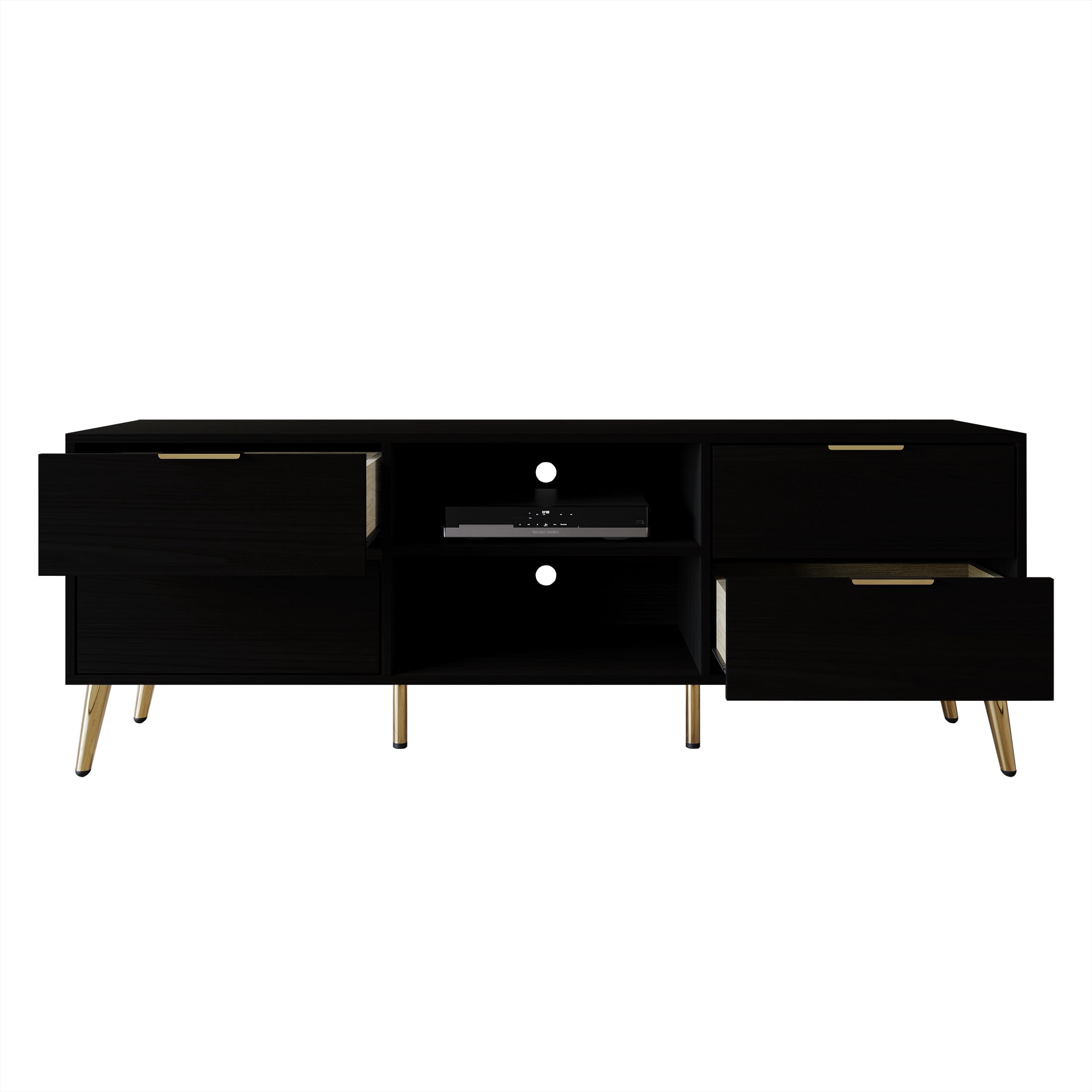 Castle Place Contemporary TV Stand Console for TVs up to 70" , Black
