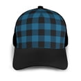 thumbnail image 3 of Naloa Blue Black Plaid Adult adjustable Print Baseball Hat, Patchwork curved brim baseball capfor Men and Women, One Size, 3 of 5